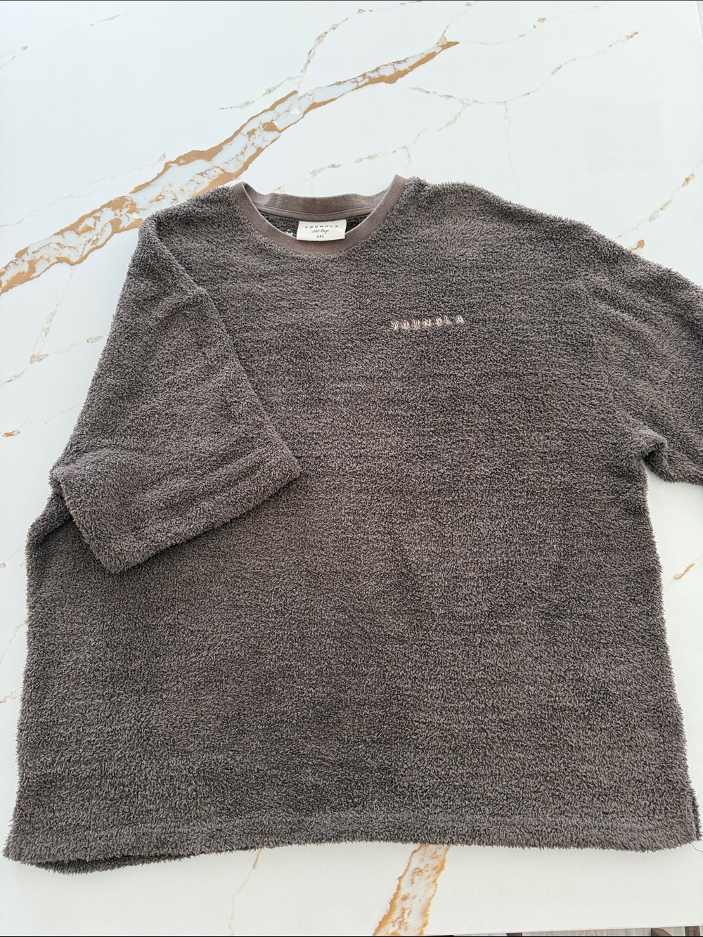 Men's Plush Short-Sleeve YoungLA T-Shirt Brown 🔥